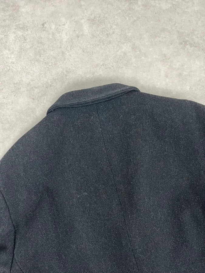 1990s Emporio Armani Dark Obscure Wool Long Coat - Image 7