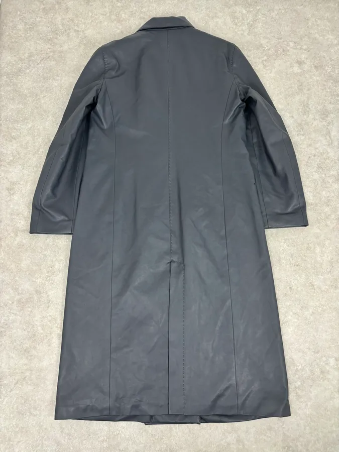 1990s Emporio Armani Eco Leather Navy Premium Trench Coat - Image 5