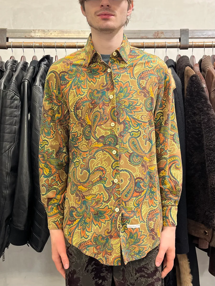 1990s Emporio Armani Graphic Flowers Green Shirt - Image 2