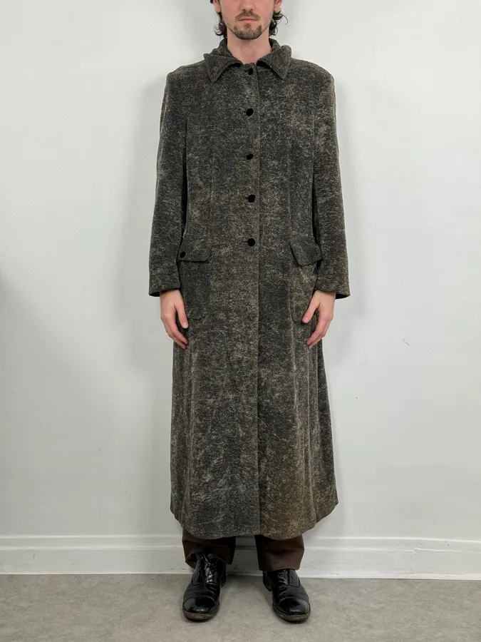 1990s Emporio Armani Grey Premium Long Wool Coat - Image 2