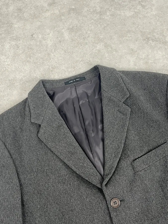 1990s Emporio Armani Grey Wool Classy Bazer Jacket - Image 4