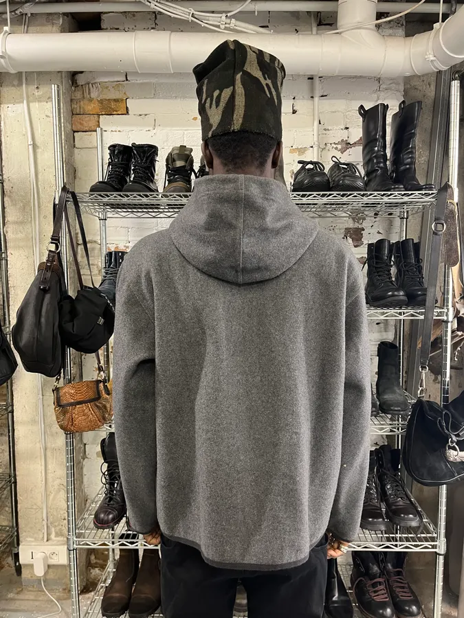 1990s Emporio Armani Grey Wool Zip-up Sweater - Image 3