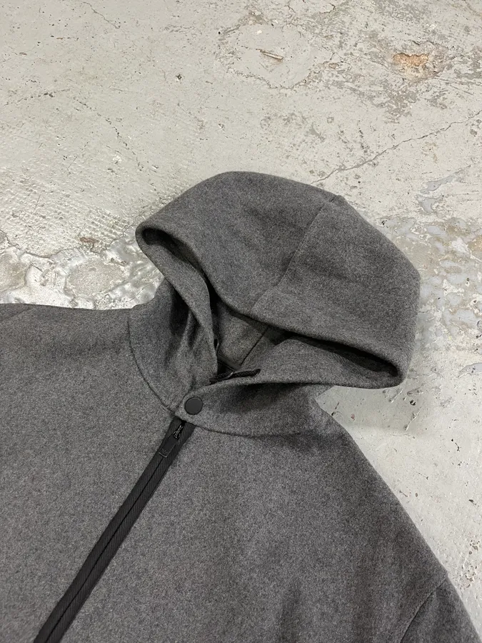 1990s Emporio Armani Grey Wool Zip-up Sweater - Image 5