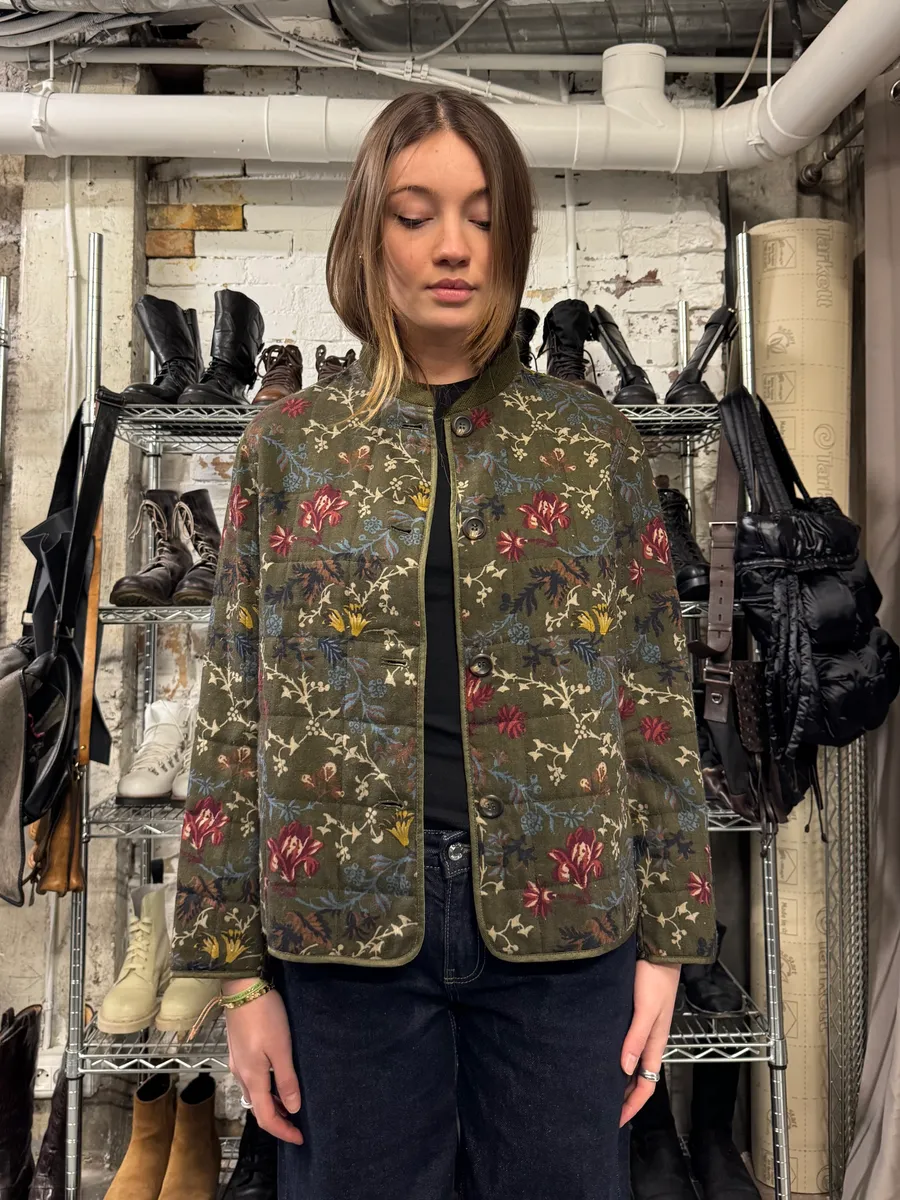 1990s Emporio Armani Kaki Floral Japanese Jacket - Image 2
