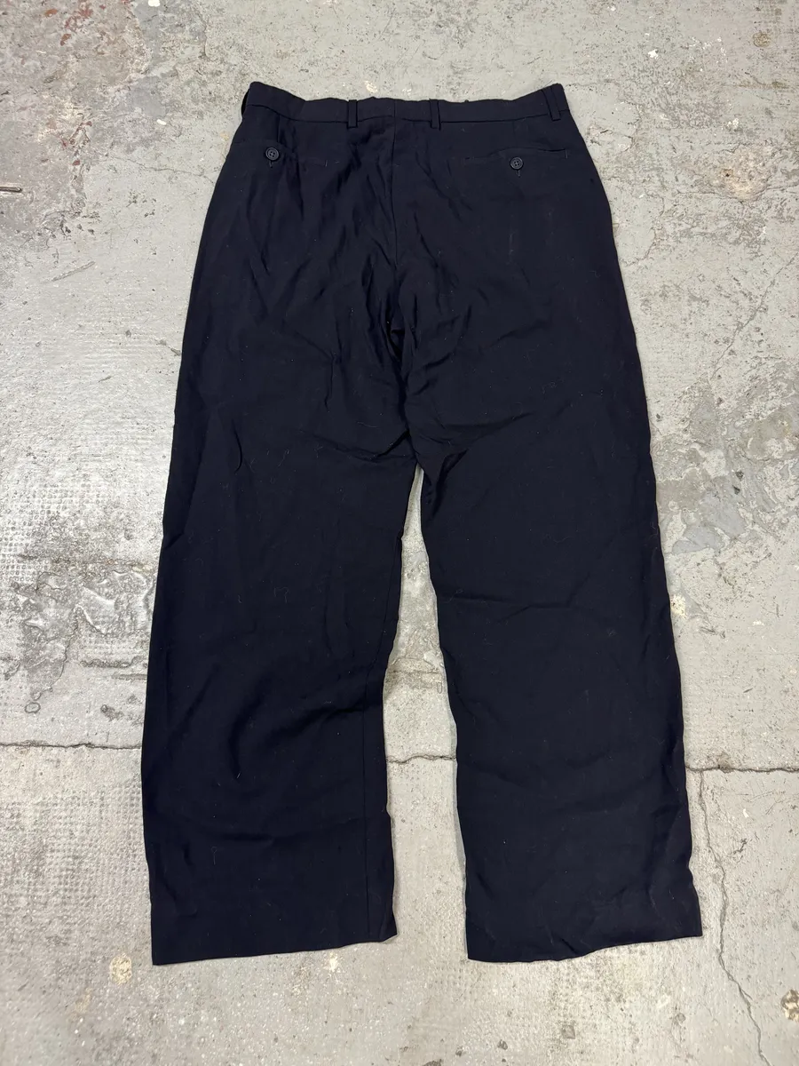 1990s Emporio Armani Navy Relaxed Minimalist Pants - Image 3