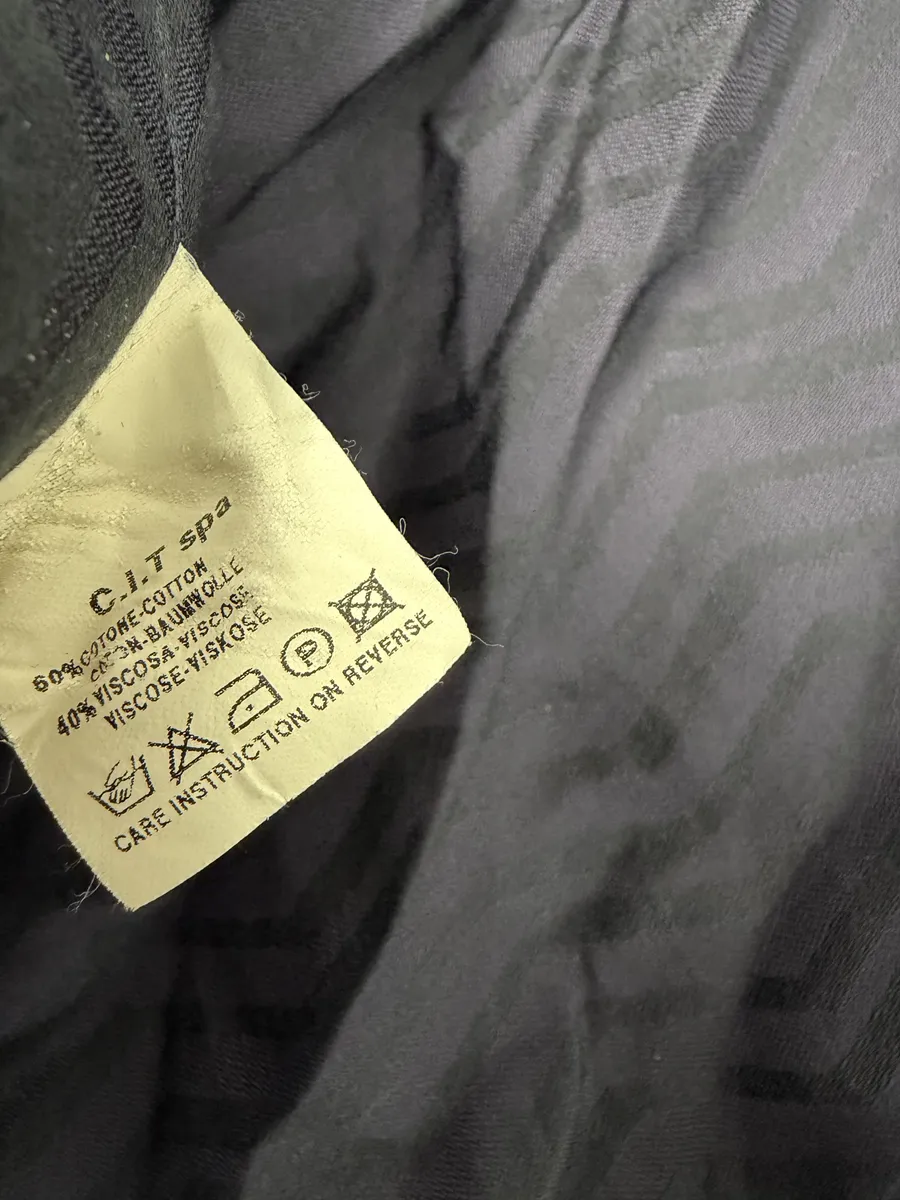 1990s Emporio Armani Navy Wavy Lined Shirt - Image 10