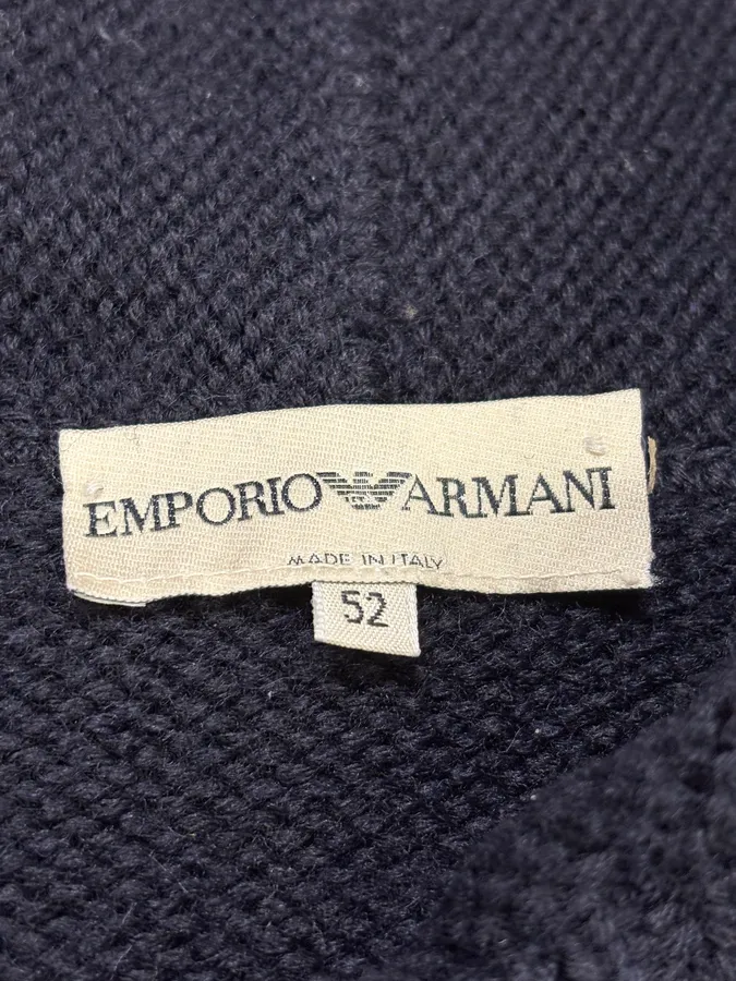 1990s Emporio Armani Navy Wool Zip-up Hoodie - Image 8