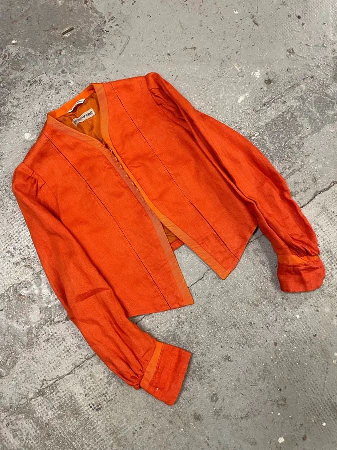 1990s Emporio Armani Orange Vitamine Avant-Garde Cardigan - Image 4
