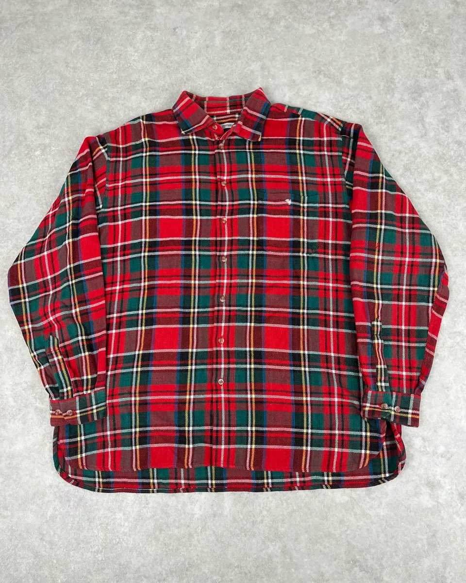 1990s Emporio Armani Red & Green Checkered Shirt - Image 3