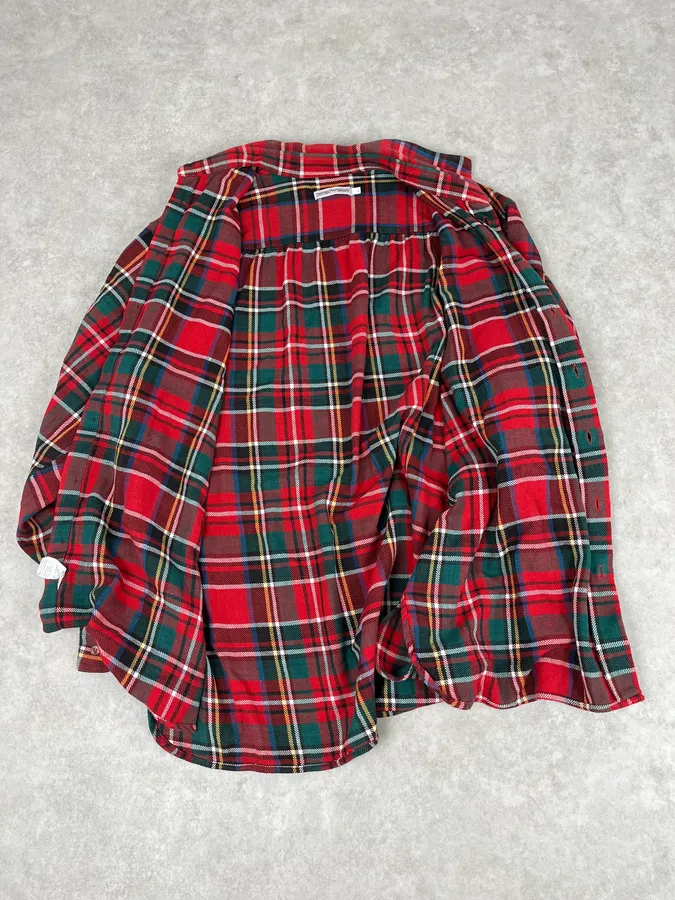 1990s Emporio Armani Red & Green Checkered Shirt - Image 8