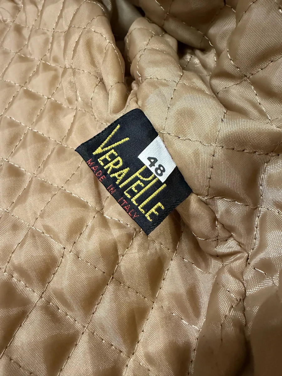 1990s Evapel Beige Faux Fur Leather Jacket - Image 9