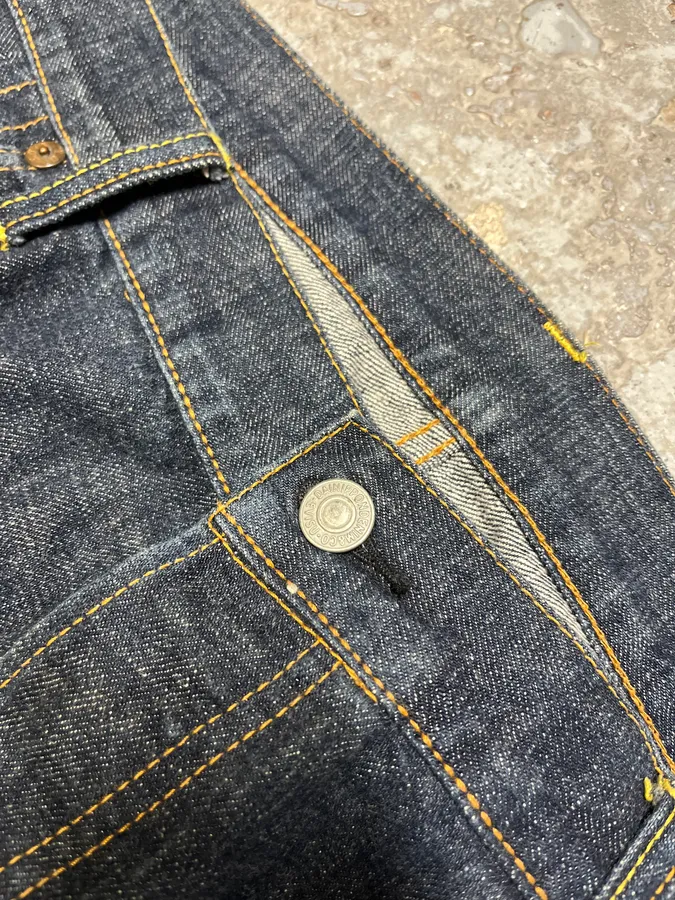 1990s Evisu Multi Pockets Painted Brut Denim Large Collector Jeans - Image 12
