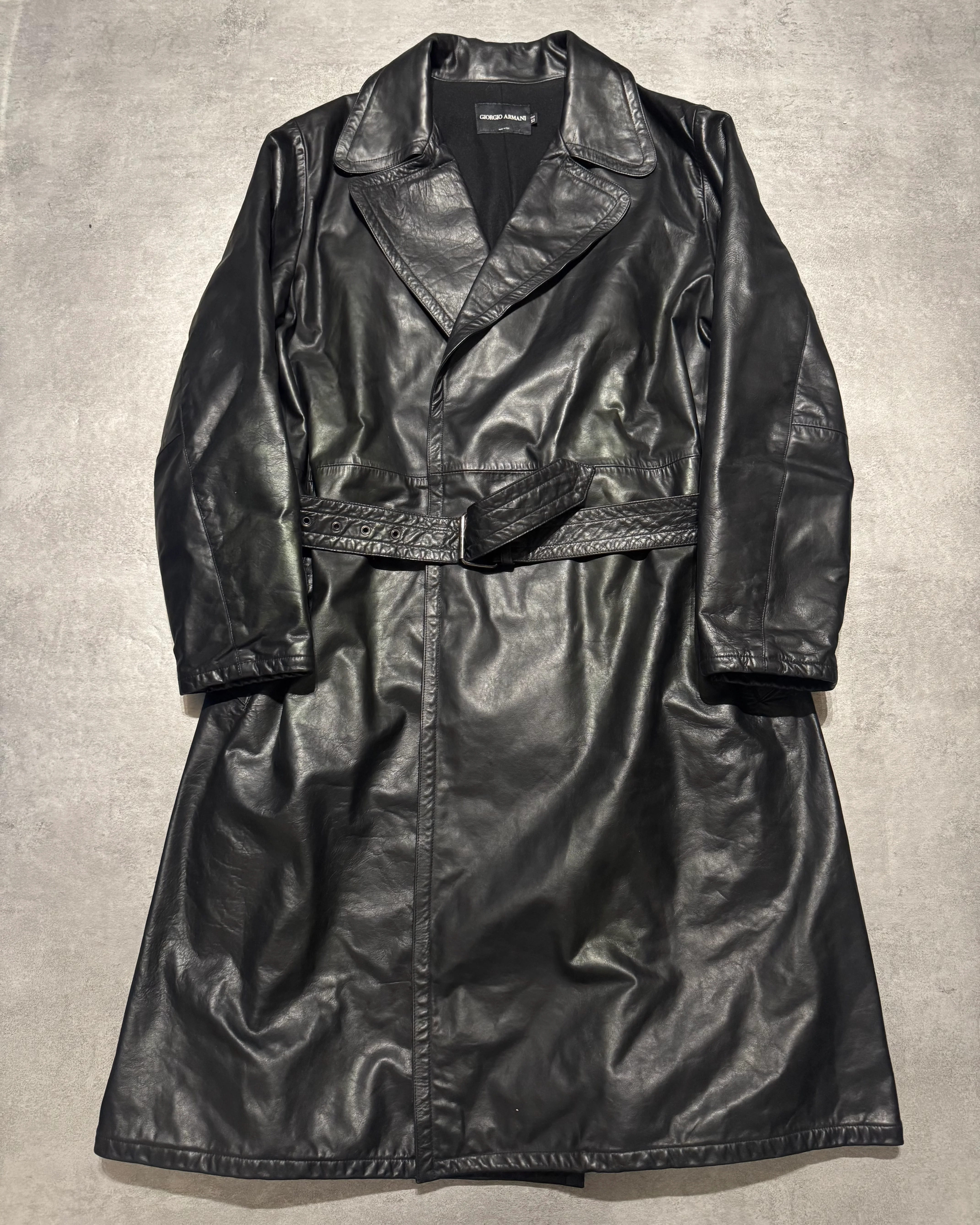 1990s Giorgio Armani Black Leather Jacket (M)