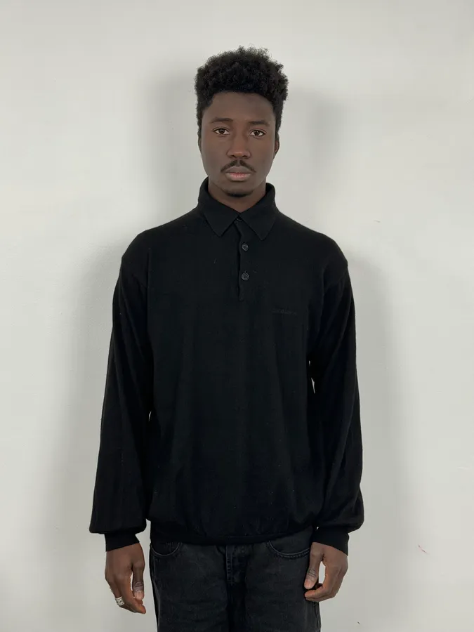 1990s Giorgio Armani Black Polo Sweater - Image 2