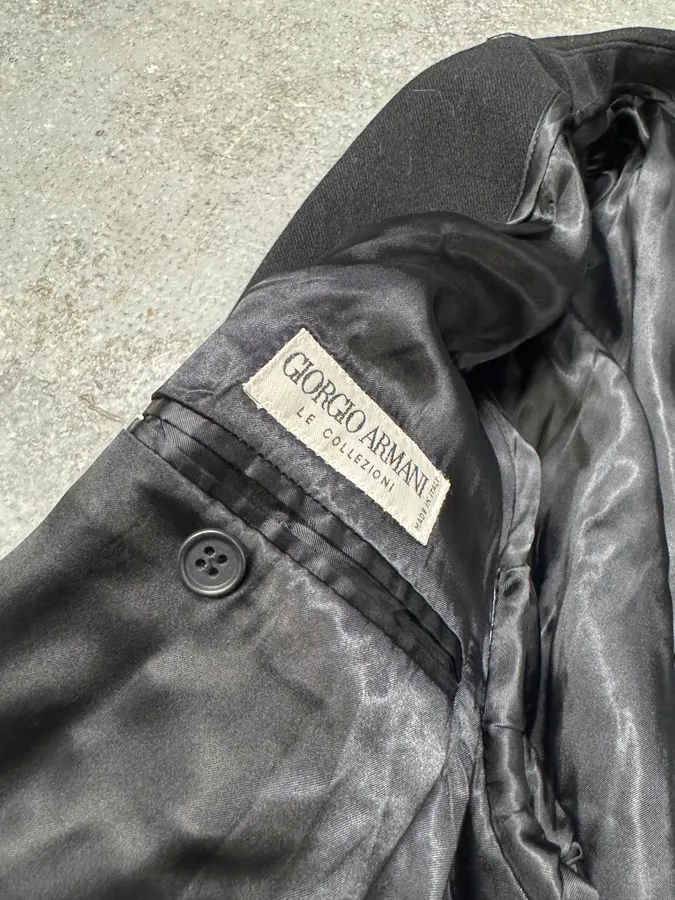 1990s Giorgio Armani Black Wool Trench Coat - Image 10