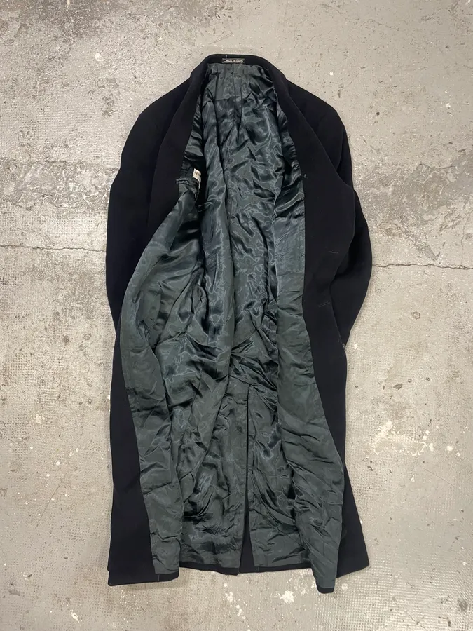 1990s Giorgio Armani Black Wool Trench Coat - Image 6