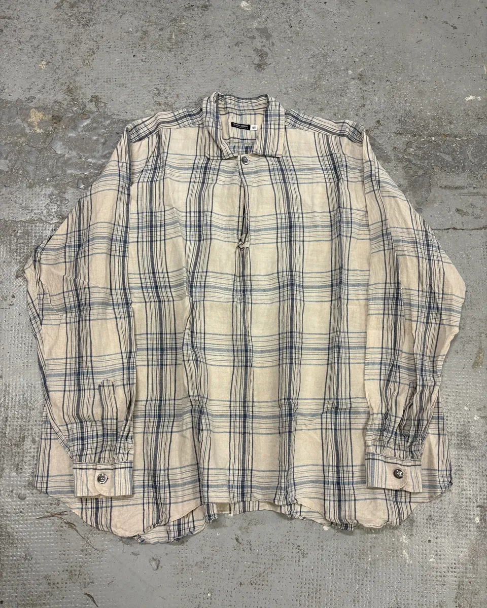 1990s Giorgio Armani Checkered Beige Shirt