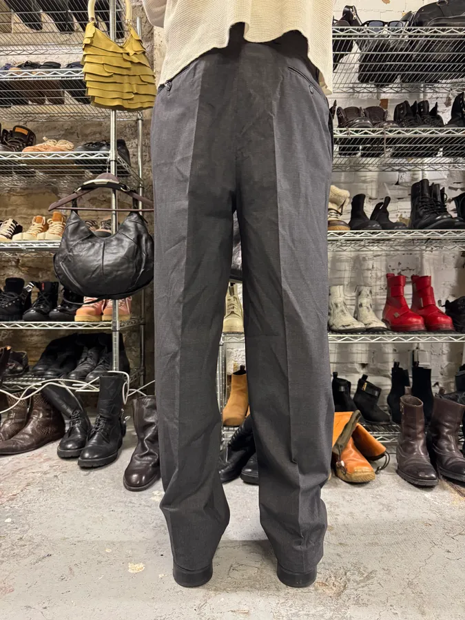 1990s Giorgio Armani Grey Wool Straight Tailored Pants - Image 3
