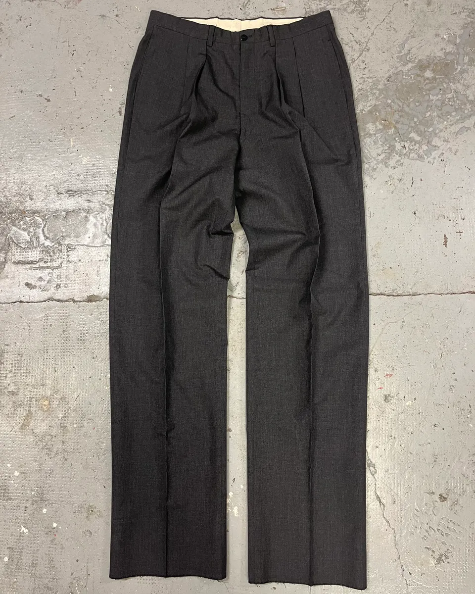 1990s Giorgio Armani Grey Wool Straight Tailored Pants - Image 4