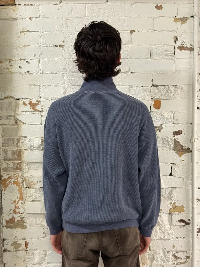1990s Giorgio Armani High Neck Blue Wool Sweater - Image 2