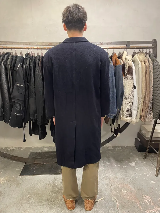 1990s Giorgio Armani Navy Wool Trench Coat - Image 4