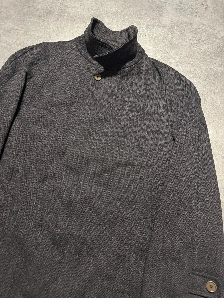 1990s Giorgio Armani Wool Grey Long Trench Coat - Image 3