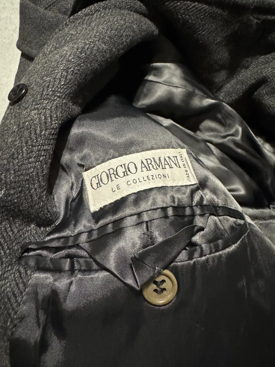 1990s Giorgio Armani Wool Grey Long Trench Coat - Image 7