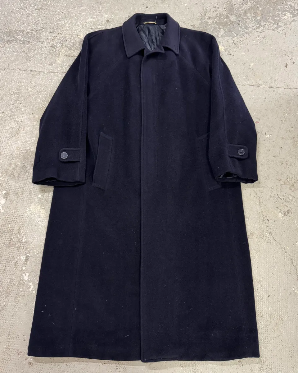 1990s Giorgio Armani Wool Navy Trench Coat
