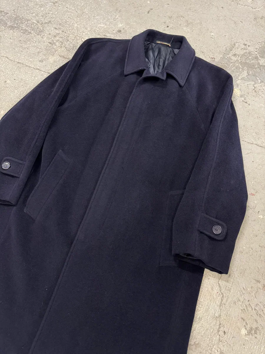 1990s Giorgio Armani Wool Navy Trench Coat - Image 2
