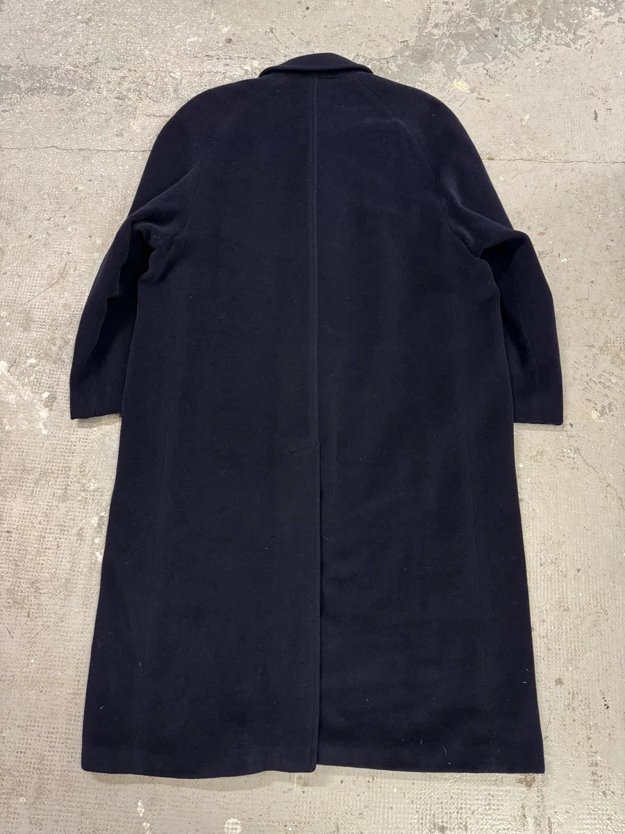 1990s Giorgio Armani Wool Navy Trench Coat - Image 3