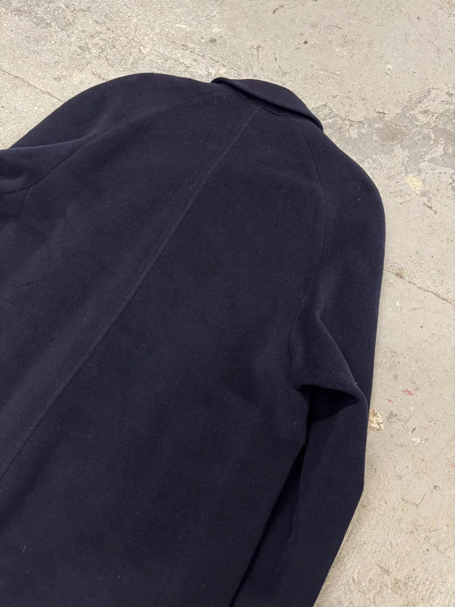 1990s Giorgio Armani Wool Navy Trench Coat - Image 5