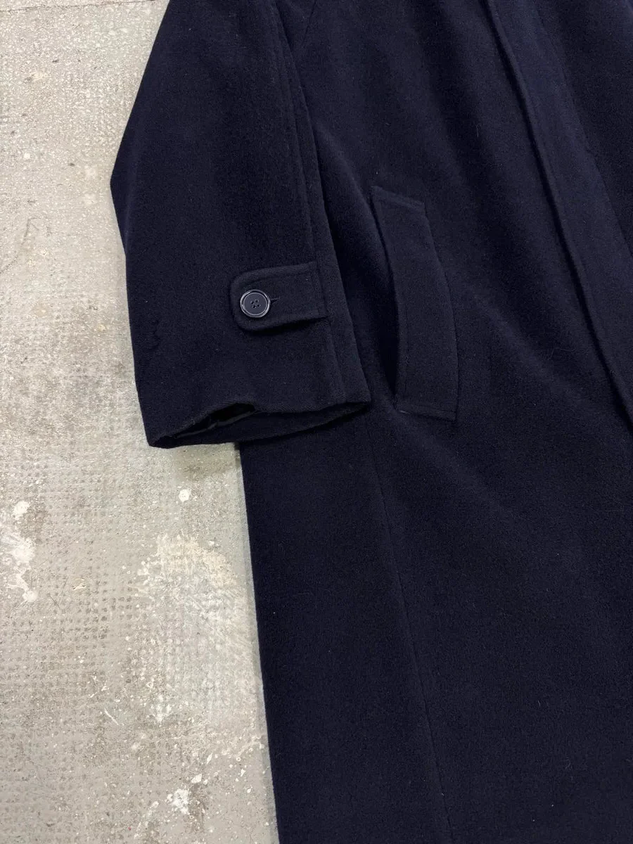 1990s Giorgio Armani Wool Navy Trench Coat - Image 6