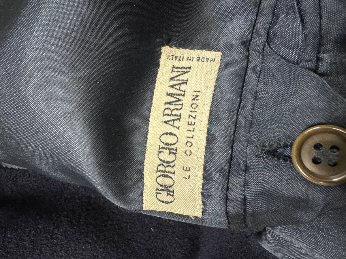 1990s Giorgio Armani Wool Navy Trench Coat - Image 7