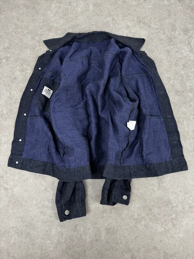 1990s Givenchy Navy Linen Trucker Jacket - Image 7
