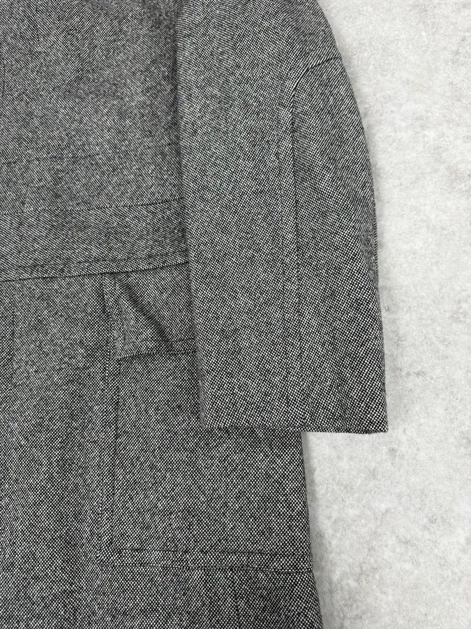 1990s Gucci Grey Wool Leather Collar Trench Coat - Image 8