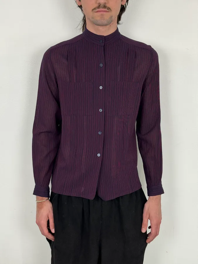 1990s Gucci Purple Wool Striped Shirt - Image 2