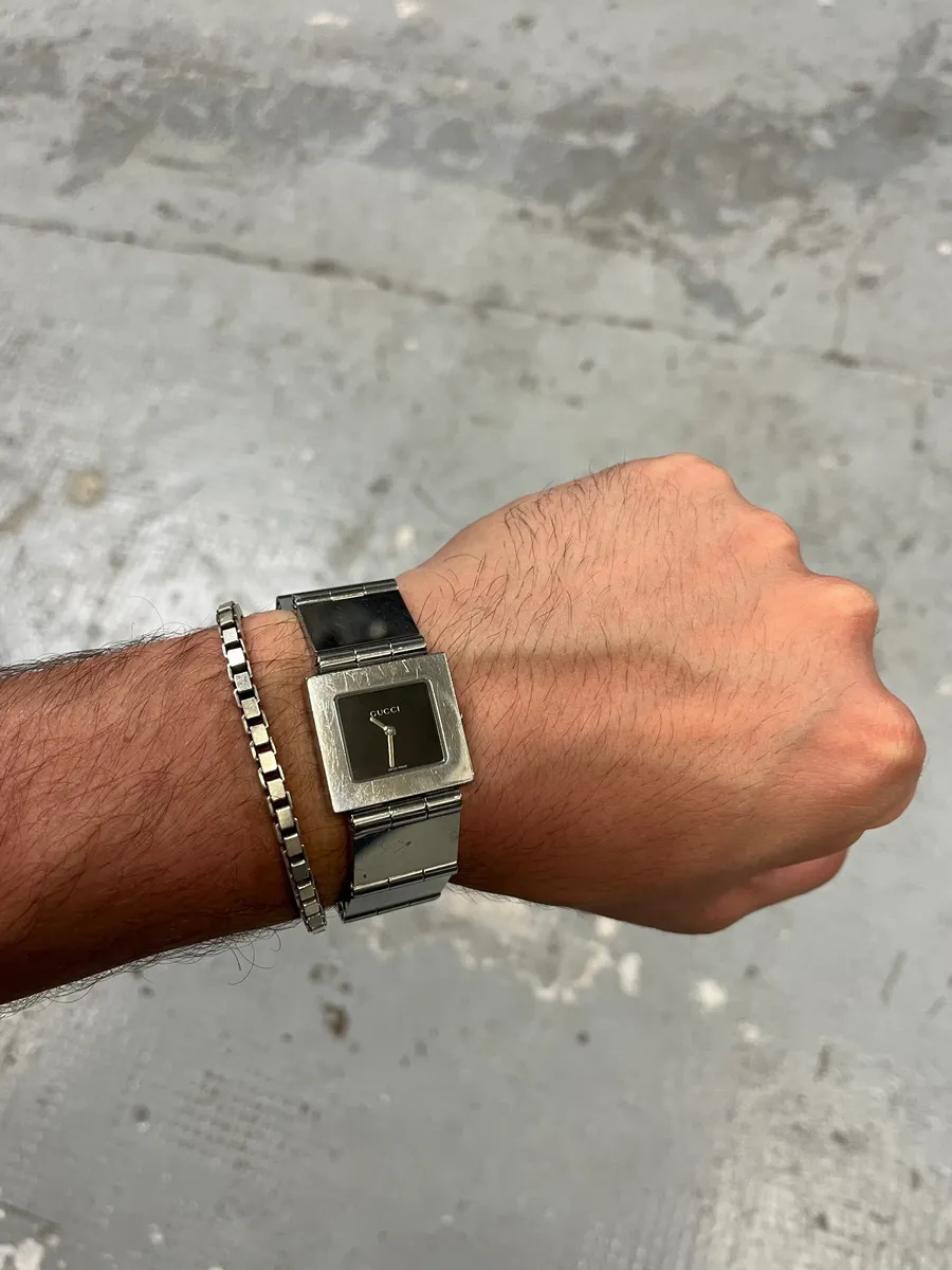 1990s Gucci Tom Ford Squared Silver Watch
