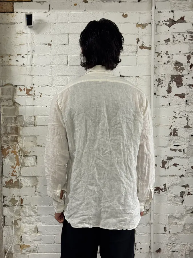 1990s Gucci White Linen Embroidered Shirt - Image 3