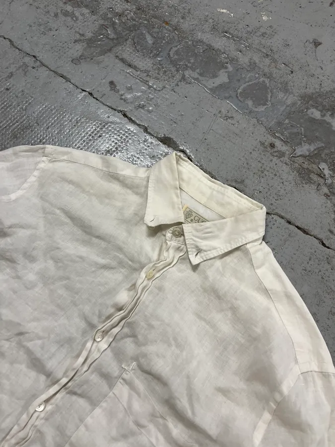 1990s Gucci White Linen Embroidered Shirt - Image 5