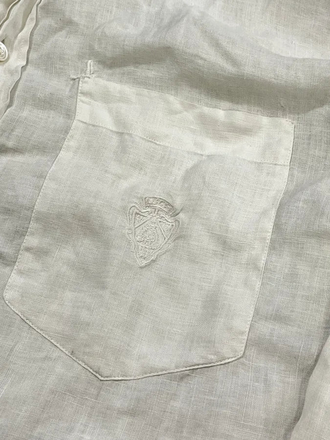 1990s Gucci White Linen Embroidered Shirt - Image 7