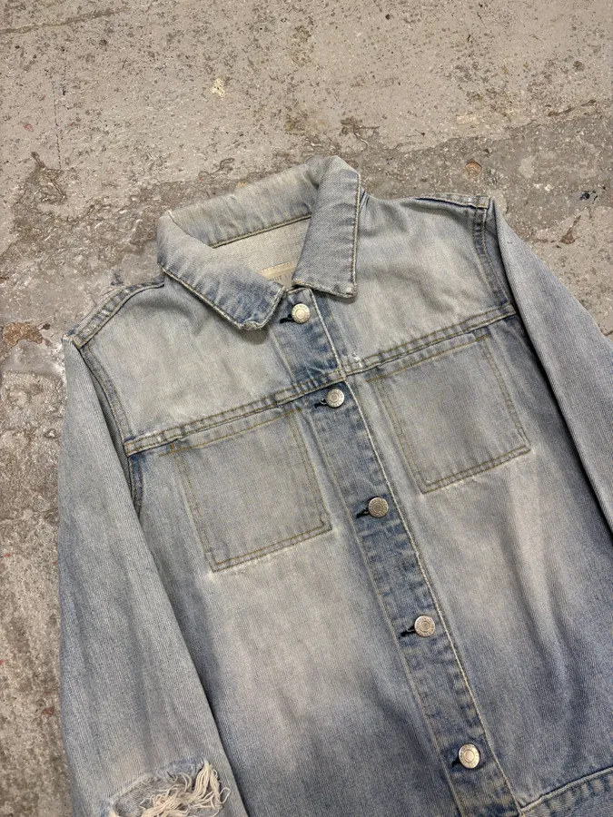 1990s Helmut Lang Blue Denim Distressed Jacket - Image 3