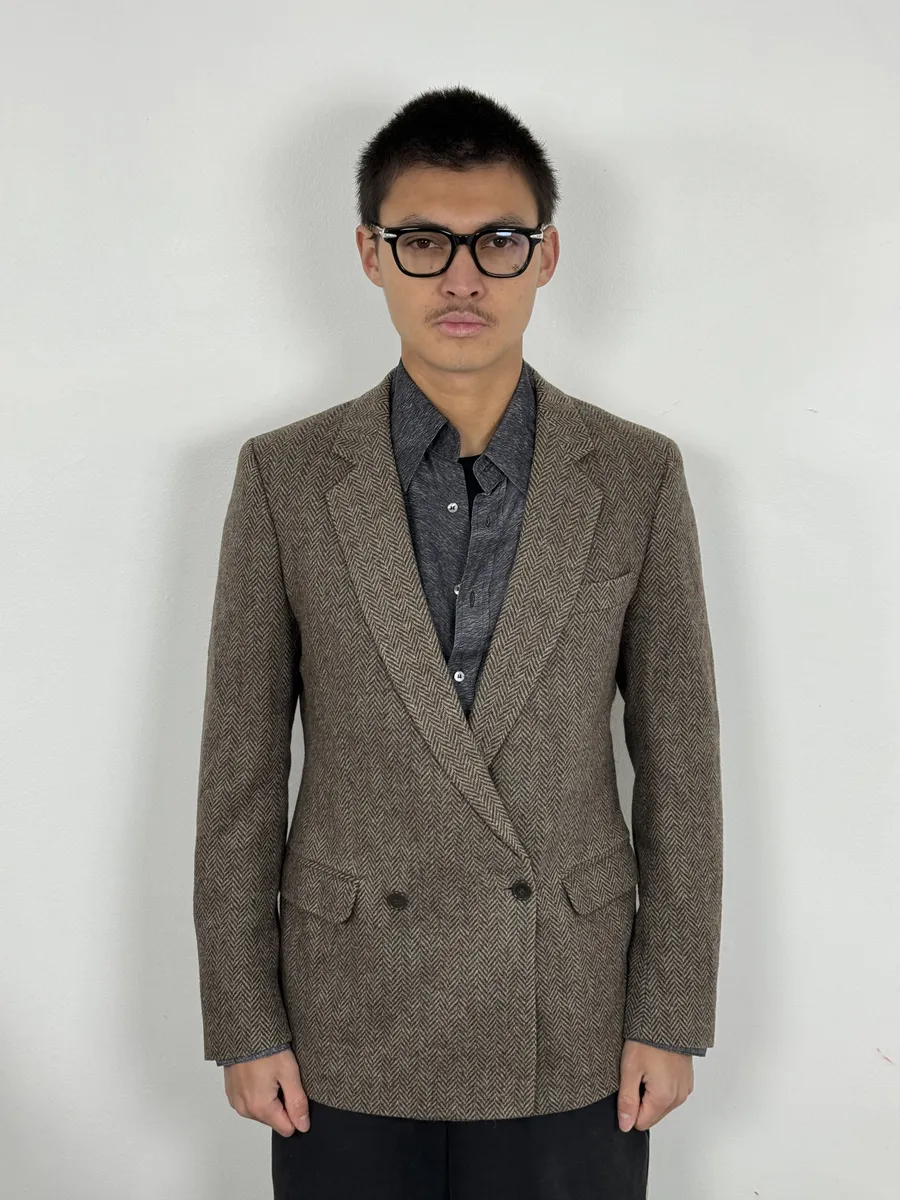 1990s Hermès Tweed Brown Blazer Jacket - Image 2