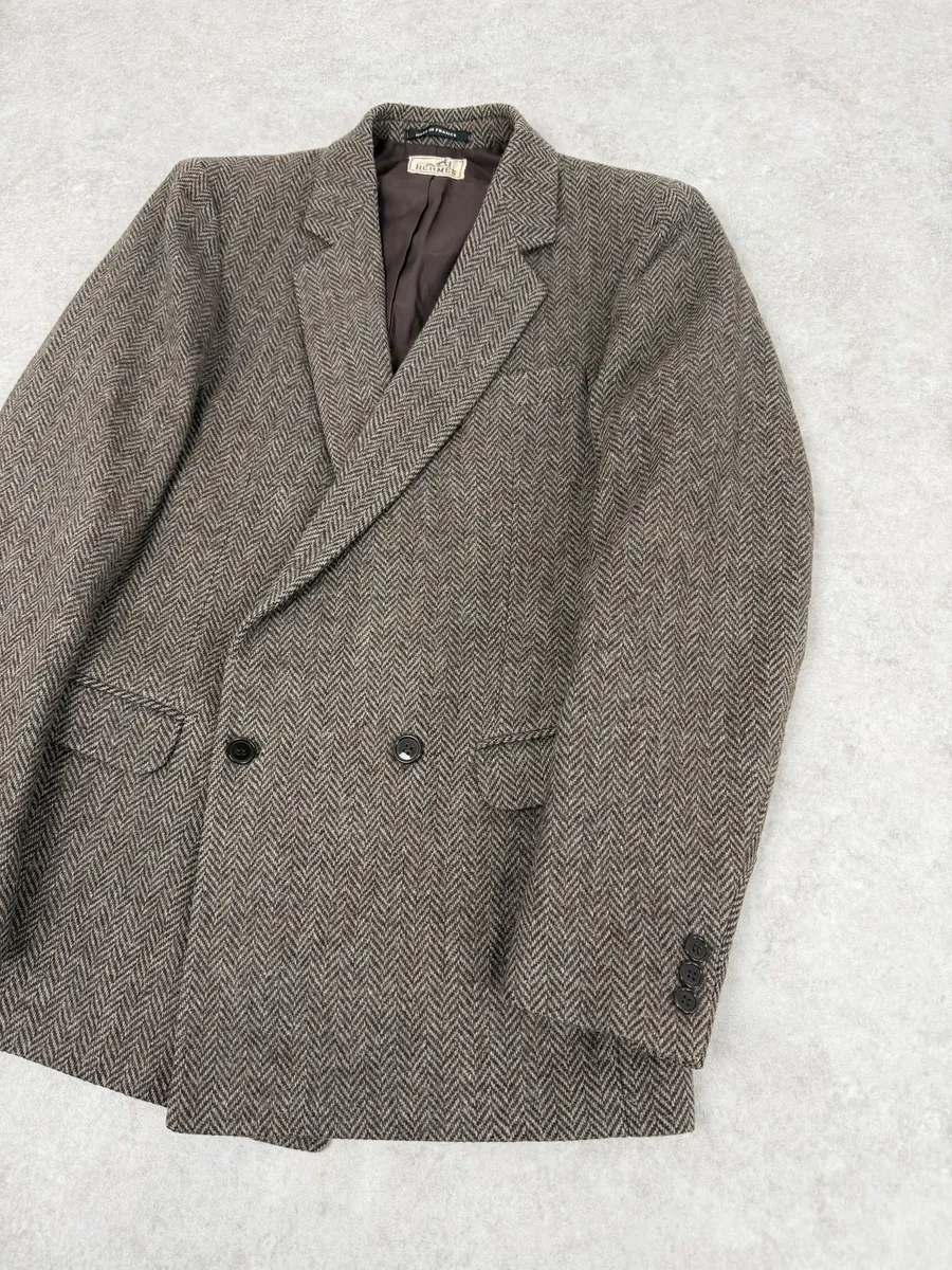 1990s Hermès Tweed Brown Blazer Jacket - Image 7