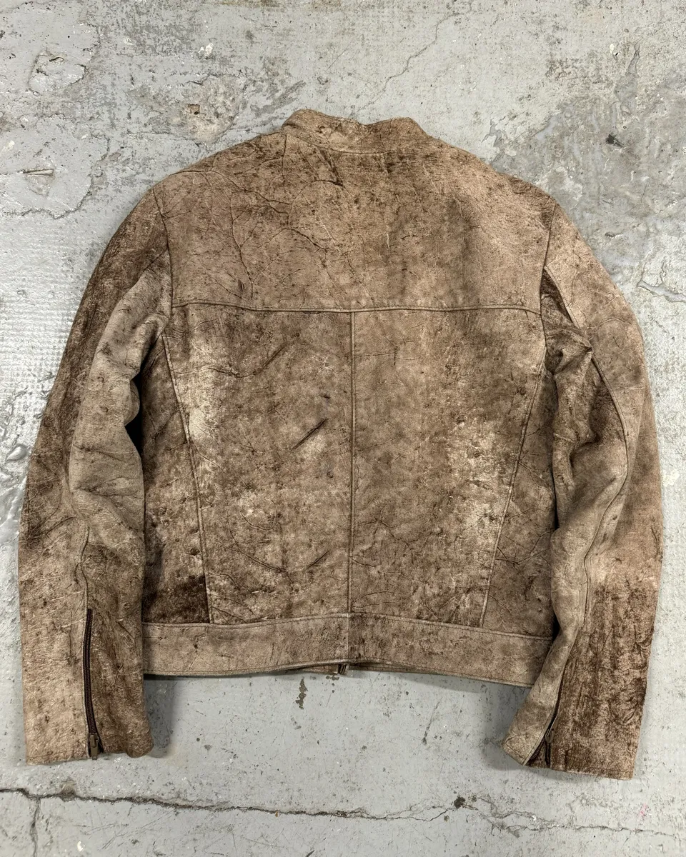 1990s Italian Artisanal Eroded Leather Jacket - Image 2