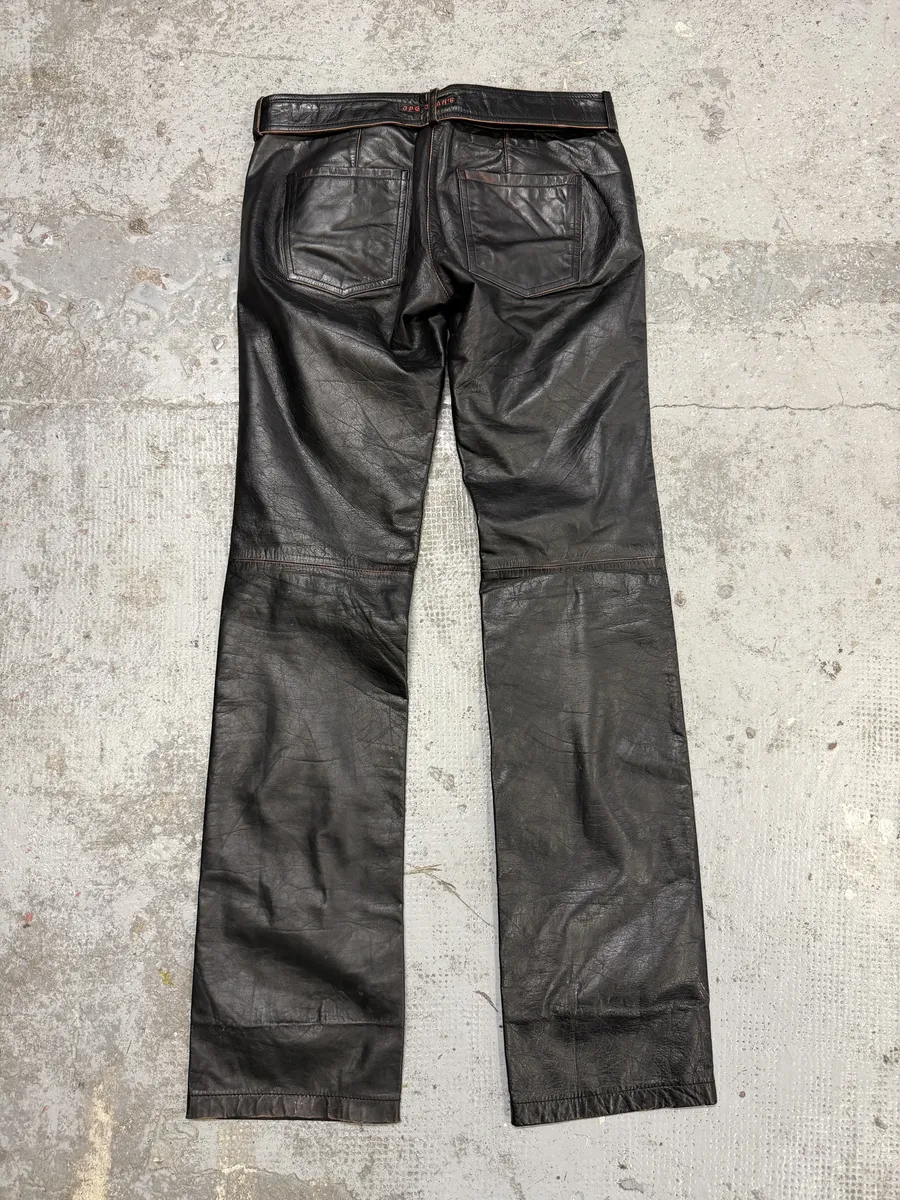 1990s Jean Paul Gaultier Black Belted Biker Leather Pants - Image 5