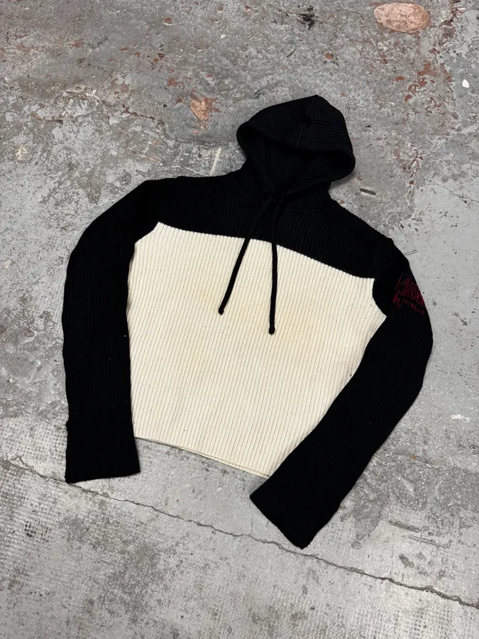 1990s Jean Paul Gaultier Black & White Knit Hoodie - Image 3