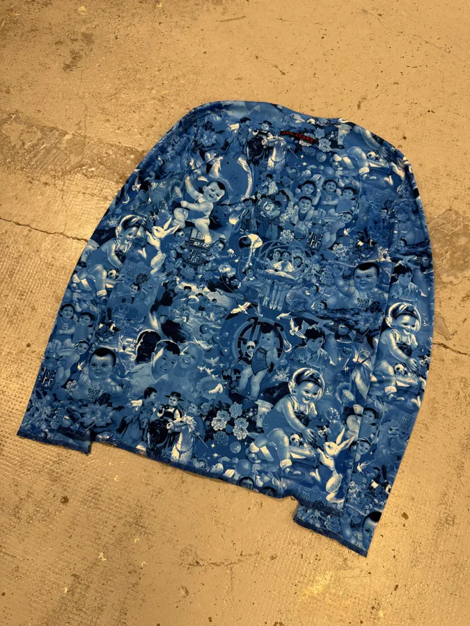 1990s Jean Paul Gaultier Chinese Propaganda Blue Longsleeves - Image 7