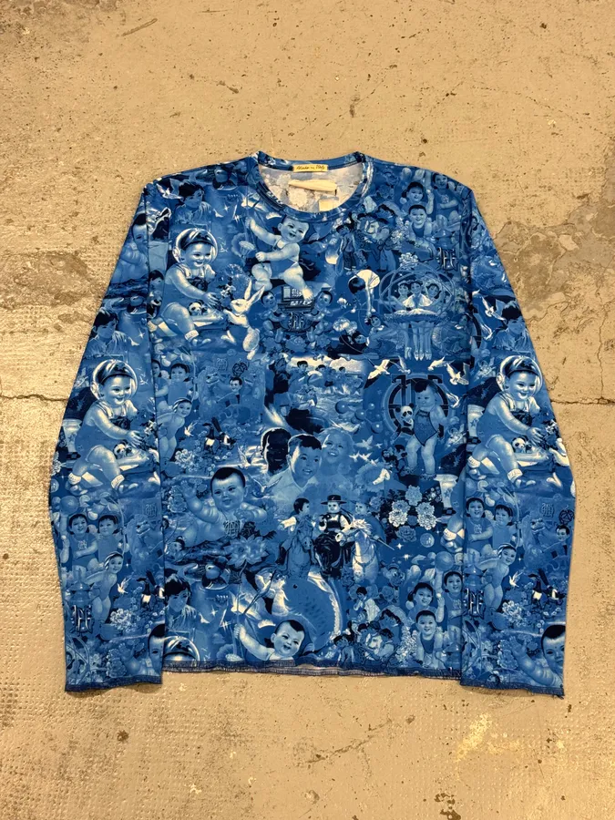 1990s Jean Paul Gaultier Chinese Propaganda Blue Longsleeves - Image 8