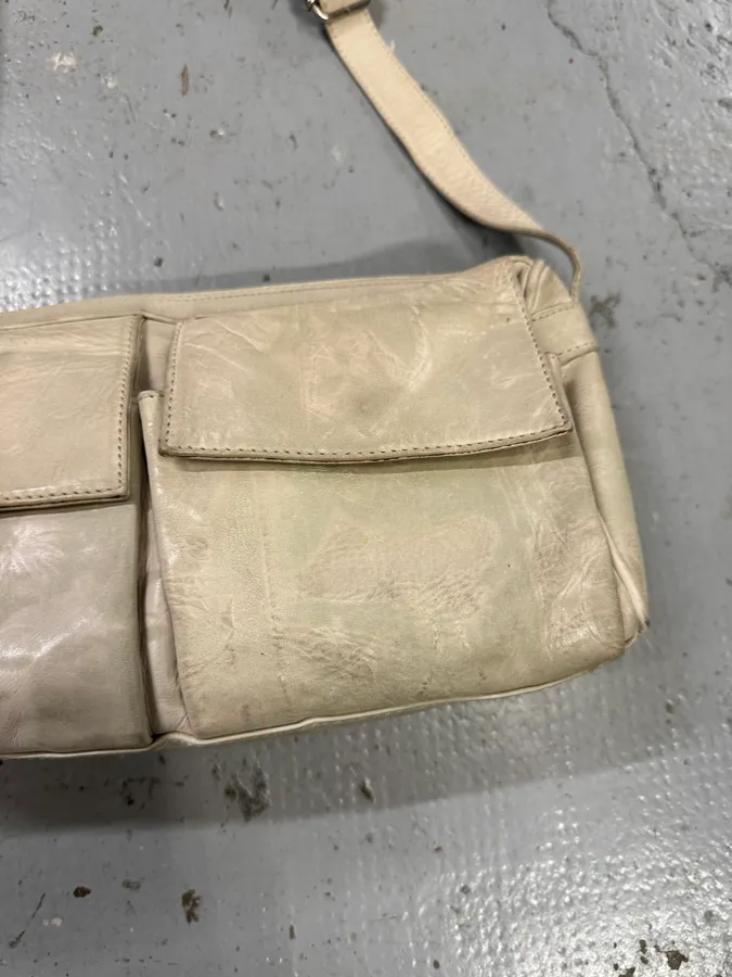 1990s Jean Paul Gaultier Dietrich Cream Leather Face Print Shoulder Bag - Image 5