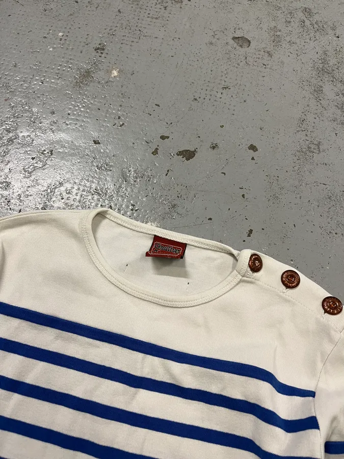 1990s Jean Paul Gaultier Sailor White & Blue Stripes Longsleeves - Image 6